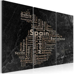 Artgeist Kép - falitérkép - Text map of Spain on the blackboard - triptych 120x80