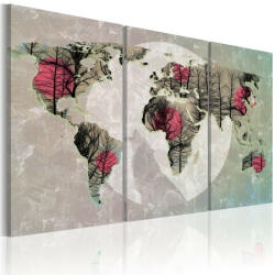 Artgeist Kép - falitérkép - Map of the World: Telihold - triptych Világtérkép 120x80