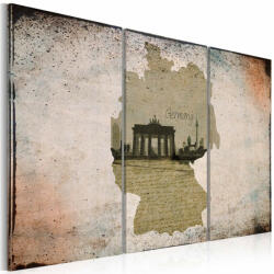 Artgeist Kép - falitérkép - map: Germany, Brandenburg Gate - triptych 120x80