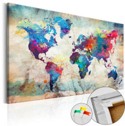 Artgeist Kép parafán - World Map: Colourful Madness [Cork Map] 90x60