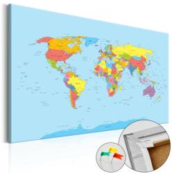 Artgeist Kép parafán - Rainbow Geography [Cork Map] Parafa világtérkép - vászonkép 60x40