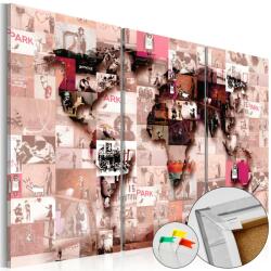 Artgeist Kép parafán - Banksy Graffiti Collage [Cork Map] Parafa világtérkép - vászonkép 90x60