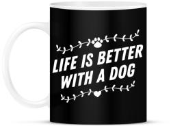 printfashion Kutyával jobb az élet - Bögre - Fekete (983281)