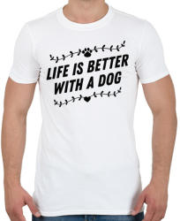printfashion Az élet kutyával jobb - Férfi póló - Fehér (982924)