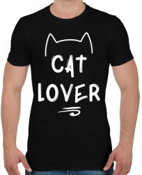 printfashion Cat Lover - Férfi póló - Fekete (985543)