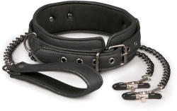 EasyToys Fetish Collection Leather Collar With Nipple Chains
