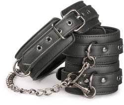 EasyToys Fetish Collection Leather Collar With Handcuffs