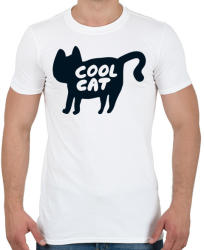 printfashion Cool Cat - Férfi póló - Fehér (986853)