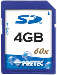 Pretec SecureDigital 4GB 60x (SD) PCSD4G Карти памет Цени, оферти и мнения,  каталог на магазините