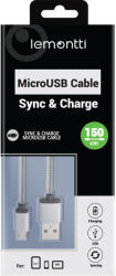 Lemontti Cablu MicroUSB Lemontti USB Gri 1.5m (impletitura textila) (LCMICRUSB15)