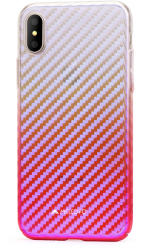 Meleovo Carcasa iPhone X / XS Meleovo Cameleon Flash Carbon Red (cu reflexii Blue) (MLVFCIPHXRD)