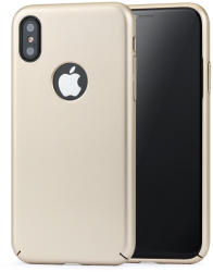 Meleovo Carcasa iPhone X / XS Meleovo 360 Shield Gold (culoare metalizata fina, captuseala din microfibra) (MLVSHIPHXGD)