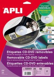 APLI Etikett, CD/DVD, A4, matt, eltávolítható, APLI (LCA2001) - irodaoutlet