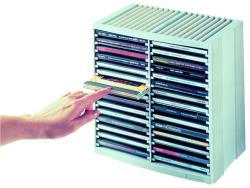 Fellowes CD-tároló, automata kiemelőrendszerű, 30+18 db-os, FELLOWES "Spring", platinaszürke (IFW98230)
