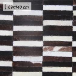 TEMPO KONDELA Luxus bőrszőnyeg, barna /fekete/fehér, patchwork, 69x140, bőr TIP 6 - mindigbutor