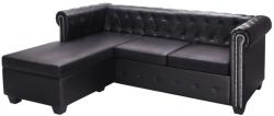 vidaXL Canapea Chesterfield în formă de L, piele artificială, negru (245536) Canapea