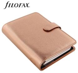 FILOFAX Kalendárium, gyűrűs, betétlapokkal, personal méret, FILOFAX, Saffiano Metallic , rózsaarany (NFX022573)