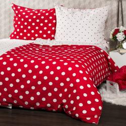 4Home Lenjerie de pat din crep 4Home Bulină roşie, 220 x 200 cm, 2 buc. 70 x 90 cm Lenjerie de pat
