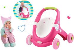 Smoby Mini Kiss- Set premergător şi cărucior de jucărie 2in1 şi păpuşă (210201-2)
