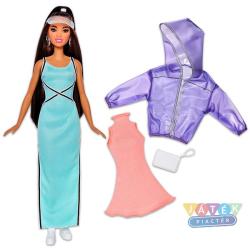 Mattel Barbie - Fashionista - Barna hajú baba ruhával (FJF71)