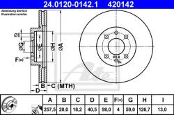 ATE Disc frana FIAT BRAVO I (182) (1995 - 2001) ATE 24.0120-0142.1