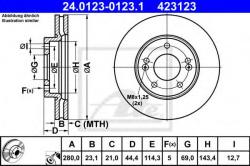 ATE Disc frana HYUNDAI i30 (GD) (2011 - 2016) ATE 24.0123-0123.1