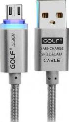 GOLF Cablu Golf LED micro USB argintiu 1.2m GC-12 (GC-12-MICRO)