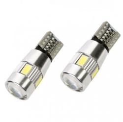 Kamar PL Set 2 becuri pozitie T10 canbus 6SMD + lupa in varf 5630 24V lumina alba