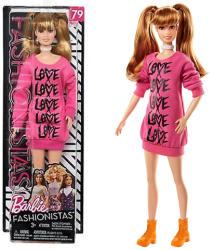 Mattel Barbie - Fashionistas Barátnő baba - LOVE mintás felsőben (FJF44)