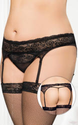 SoftLine erotikus fekete harisnyatartó és tanga szett 2XL EUR 50-52