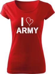 DRAGOWA tricou de damă i love army, rosu 150g/m2