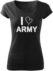DRAGOWA tricou de damă i love army, negru 150g/m2