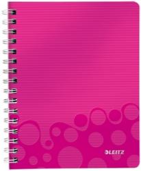 Leitz Caiet de birou WOW, PP, certificare FSC, reciclabil, A5, 80 coli, cu spira, matematica, Leitz roz E46410023 (46410023)