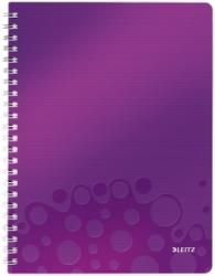 Leitz Caiet de birou WOW, PP, certificare FSC, reciclabil, A4, 80 coli, cu spira, dictando, Leitz mov E46370062 (46370062)