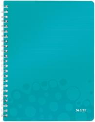 Leitz Caiet de birou WOW, PP, certificare FSC, reciclabil, A4, 80 coli, cu spira, dictando, Leitz turcoaz E46370051 (46370051)
