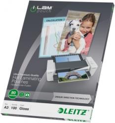 LEITZ Folie UDT pentru laminare la cald, A3, 80 microni, 100 buc/set Leitz E74850000 (74850000)