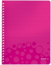 Leitz Caiet de birou WOW, PP, certificare FSC, reciclabil, A4, 80 coli, cu spira, dictando, Leitz roz E46370023 (46370023)