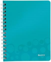 Leitz Caiet de birou WOW, PP, certificare FSC, reciclabil, A5, 80 coli, cu spira, matematica, Leitz turcoaz E46410051 (46410051)