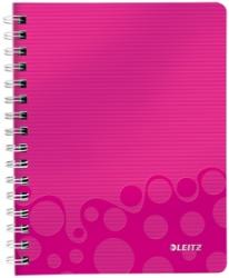 Leitz Caiet de birou WOW, PP, certificare FSC, reciclabil, A5, 80 coli, cu spira, dictando, Leitz roz E46390023 (46390023)