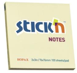 Hopax Notes autoadeziv 76 x 76 mm, 100 file, Stick"n - galben pastel galben Notes autoadeziv 76x76 mm (HO-21007)