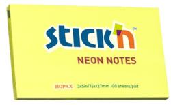 Hopax Notes autoadeziv 76 x 127 mm, 100 file, Stick"n - galben neon galben Notes autoadeziv 76x127 mm (HO-21135)