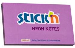 Hopax Notes autoadeziv 76 x 127 mm, 100 file, Stick"n - mov neon violet Notes autoadeziv 76x127 mm (HO-21214)