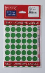 Tanex Etichete autoadezive color, D16 mm, 480 buc/set, Tanex - verde (TX-OFC-130-GR)