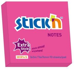 Hopax Notes autoadeziv extra-sticky 76 x 76mm, 90 file, Stick"n - magenta neon magenta Notes autoadeziv 76x76 mm (HO-21498)