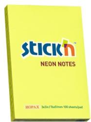 Hopax Notes autoadeziv 76 x 51 mm, 100 file, Stick"n - galben neon galben Notes autoadeziv 51x76 mm (HO-21132)