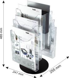 Helit Display modular de birou, 6 x A4, rotativ, pentru pliante, HELIT - transparent cristal (H-62557-02)