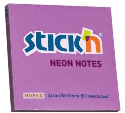 Hopax Notes autoadeziv 76 x 76 mm, 100 file, Stick"n - mov neon violet Notes autoadeziv 76x76 mm (HO-21210)