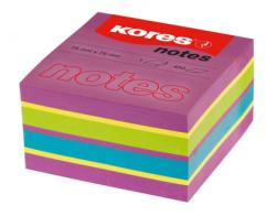 Kores Notes Adeziv 75 x 75 mm Neon Mixt Nou 450 File Kores Cub notes 75x75 mm asortate (KO48464)