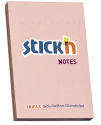 Hopax Notes autoadeziv 76 x 51 mm, 100 file, Stick"n - roz pastel (HO-21145)