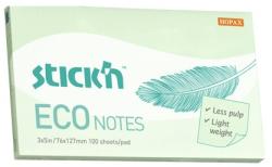 Hopax Notes autoadeziv 76 x 127 mm, 100 file, Stick"n Eco - verde pastel (HO-21752)
